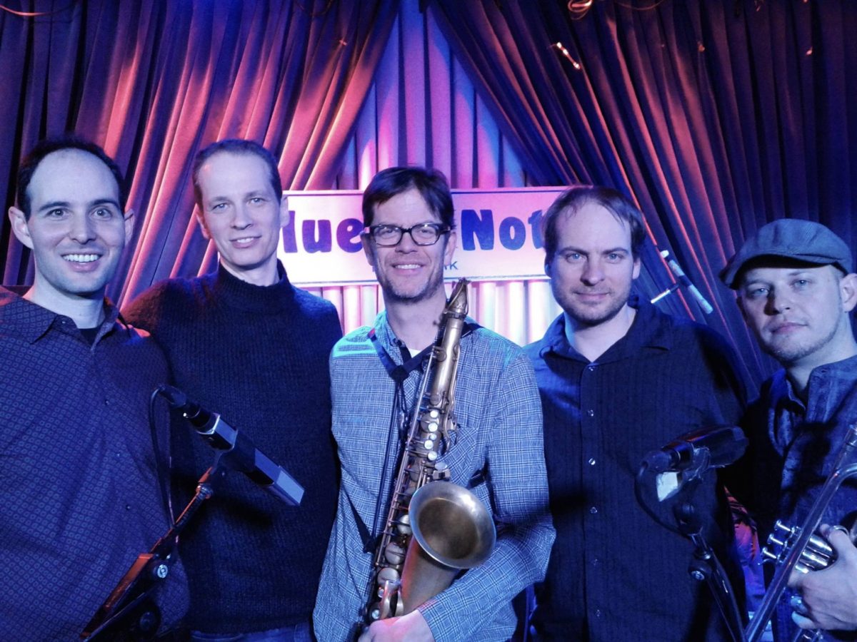 Tyler Blanton, Ari Hoenig, Donny McCaslin, Massimo Biolcati, and Jonathan Powell at Blue Note, NYC